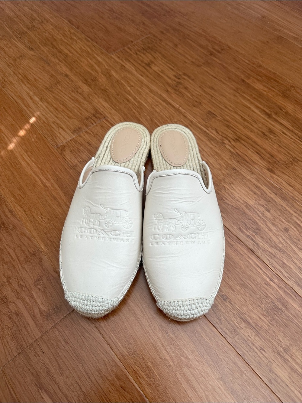 Coach White Leather Slip-On Espadrilles - Picture 2 of 5